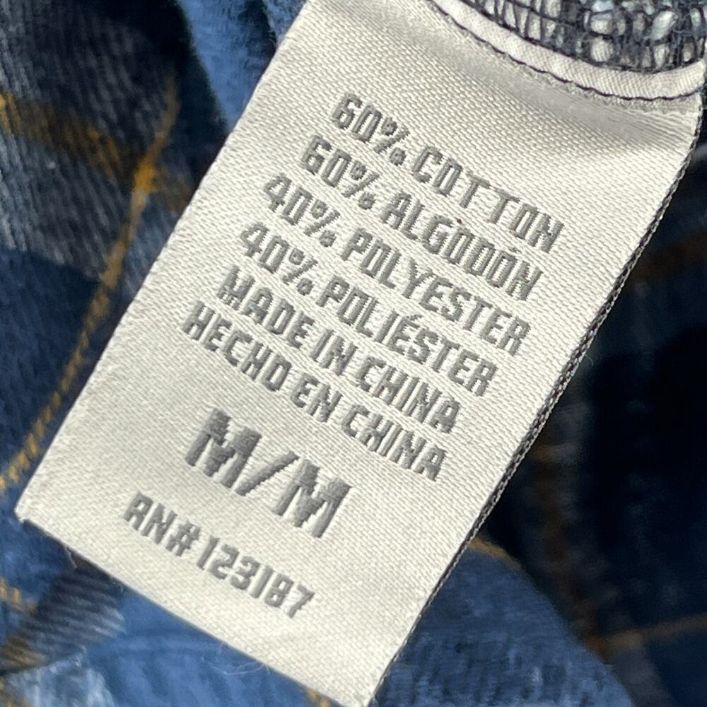 WRANGLER Sleep Shirt Womens M Flannel Nightgown Plaid Shirtdress Mid-length Blue - Picture 4 of 15